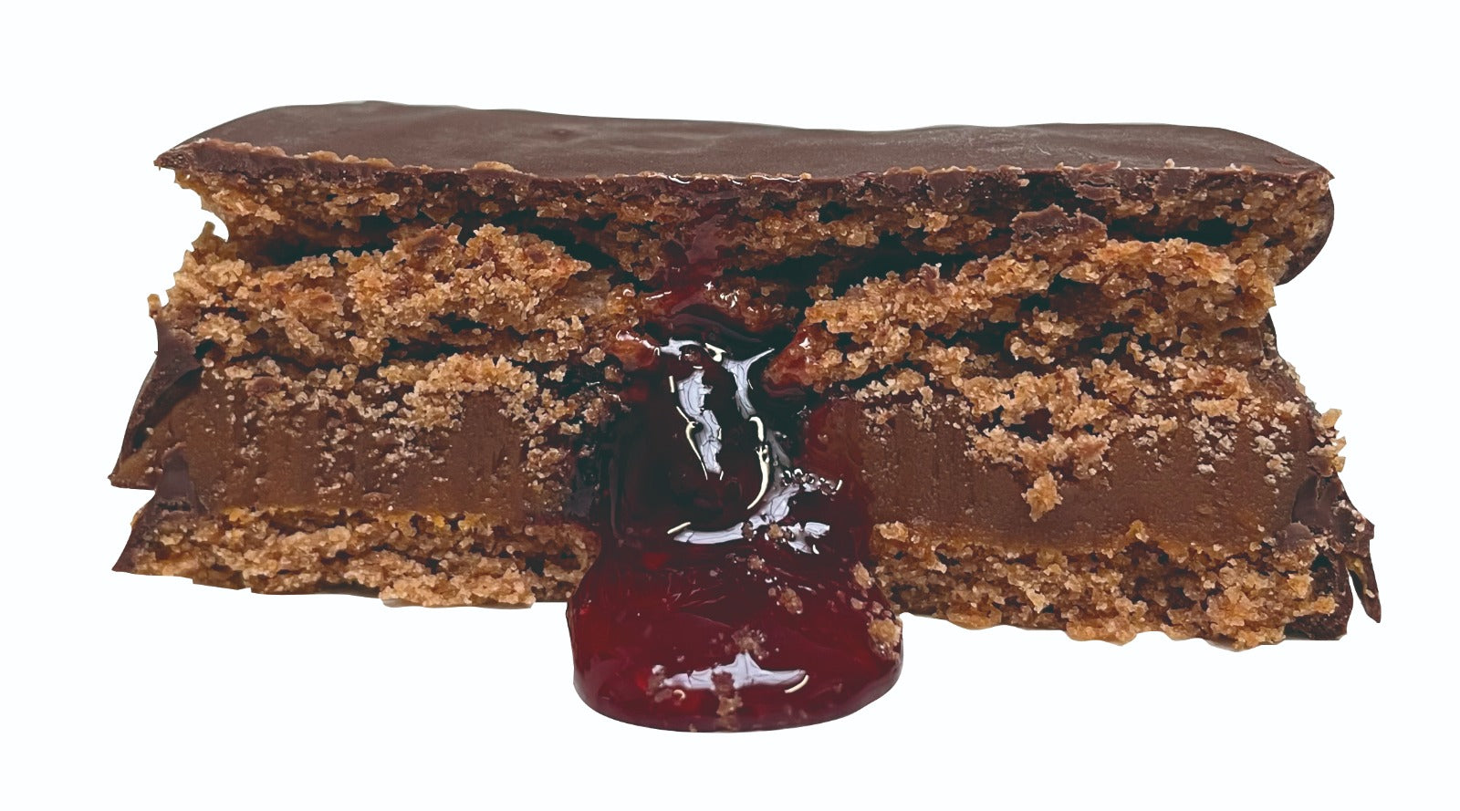 Alfajor con Doble Relleno de DDL y Corazón de Frutos Rojos - Caja x8 Unidades